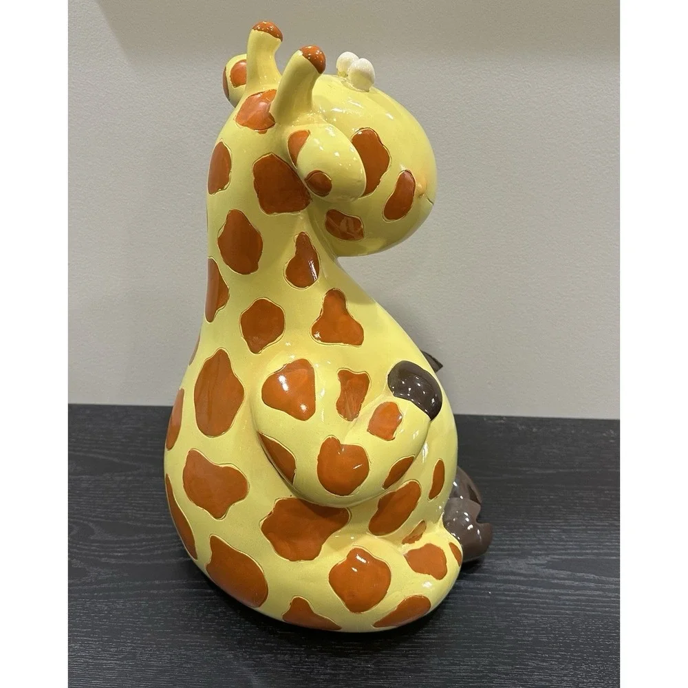 Large Yellow Whimsical Smiling Giraffe Money Bank 15